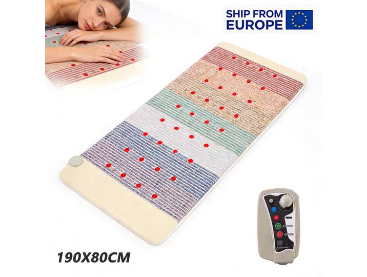 Matelas de massage à énergie photonique PEMF 7 couleurs, tapis chauffant infrarouge aux pierres précieuses naturelles, ions négatifs pour soulager la douleur corporelle complète