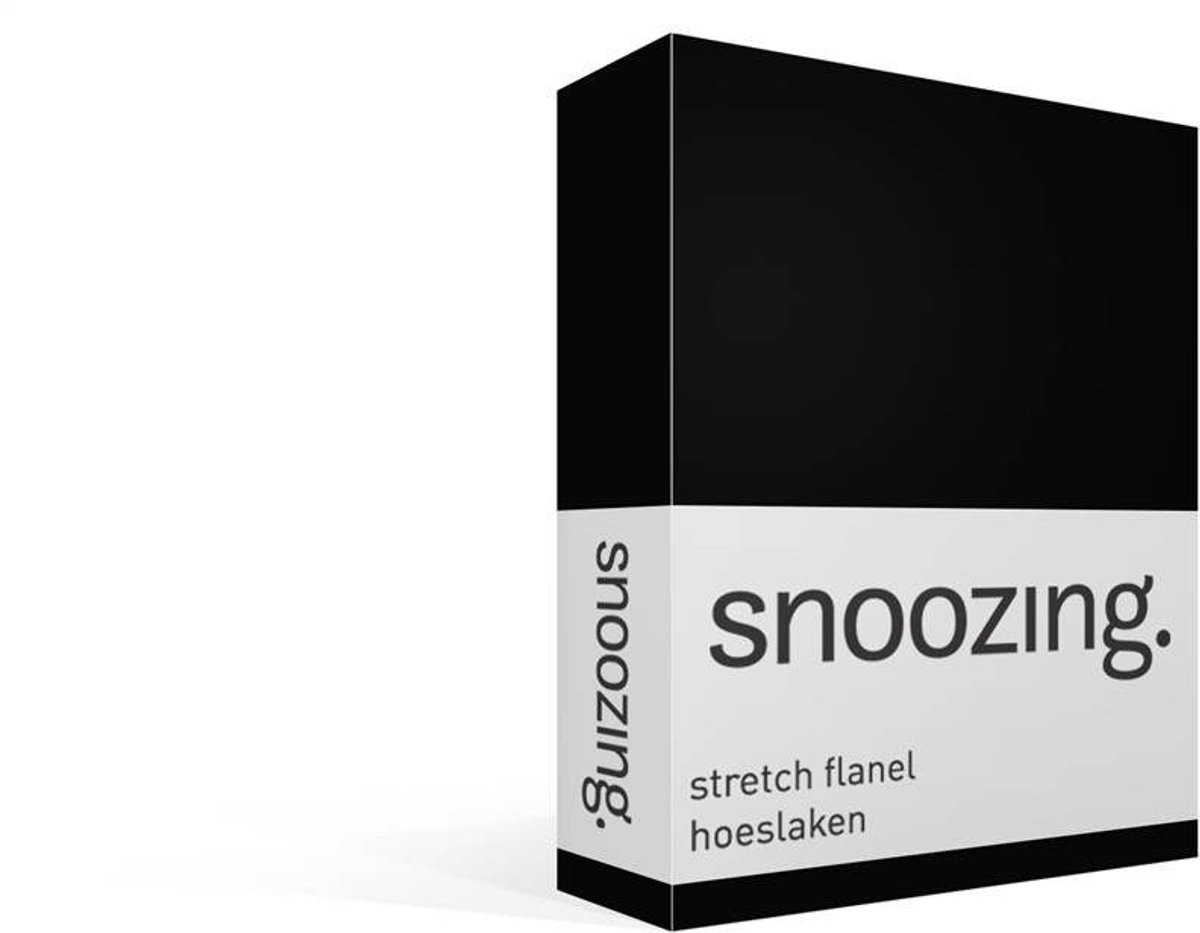 Snoozing Stretch Flanellen Hoeslaken Extra Breed - Zwart