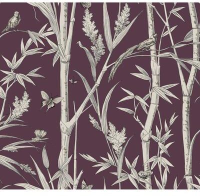 York Wallcoverings Bambou Toile Burgundy Wallpaper