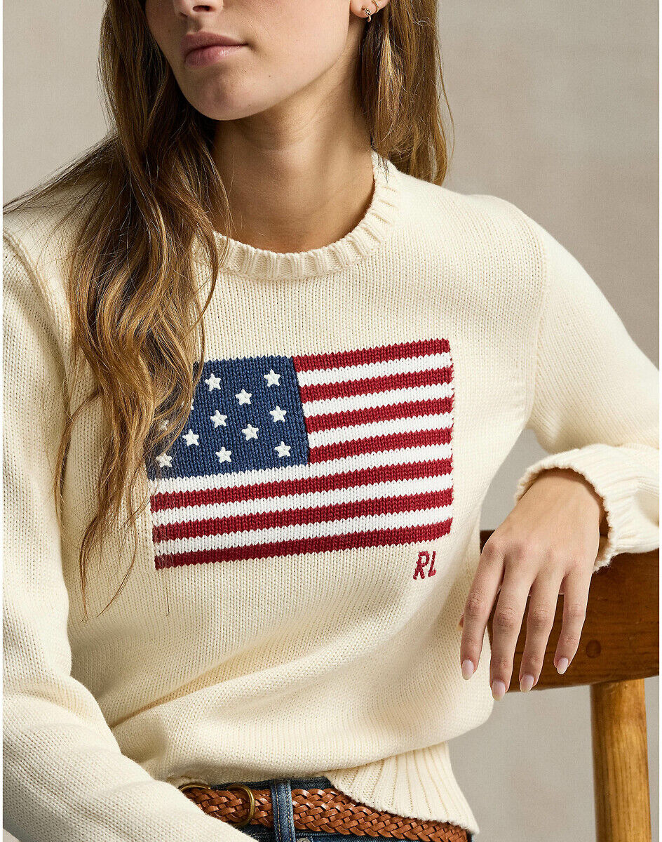 POLO RALPH LAUREN Pull col rond, motif drapeau américain