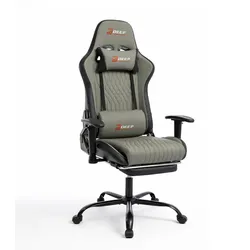 Ergonomischer grauer Gamingstuhl mit Fußstütze und Höhenverstellung – Gamerstuhl für Büro und Zimmer