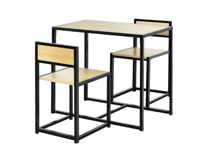 COSTWAY Essgruppe, (3-tlg), Küchenbar, mit Tisch & 2 Stühlen, platzsparend
