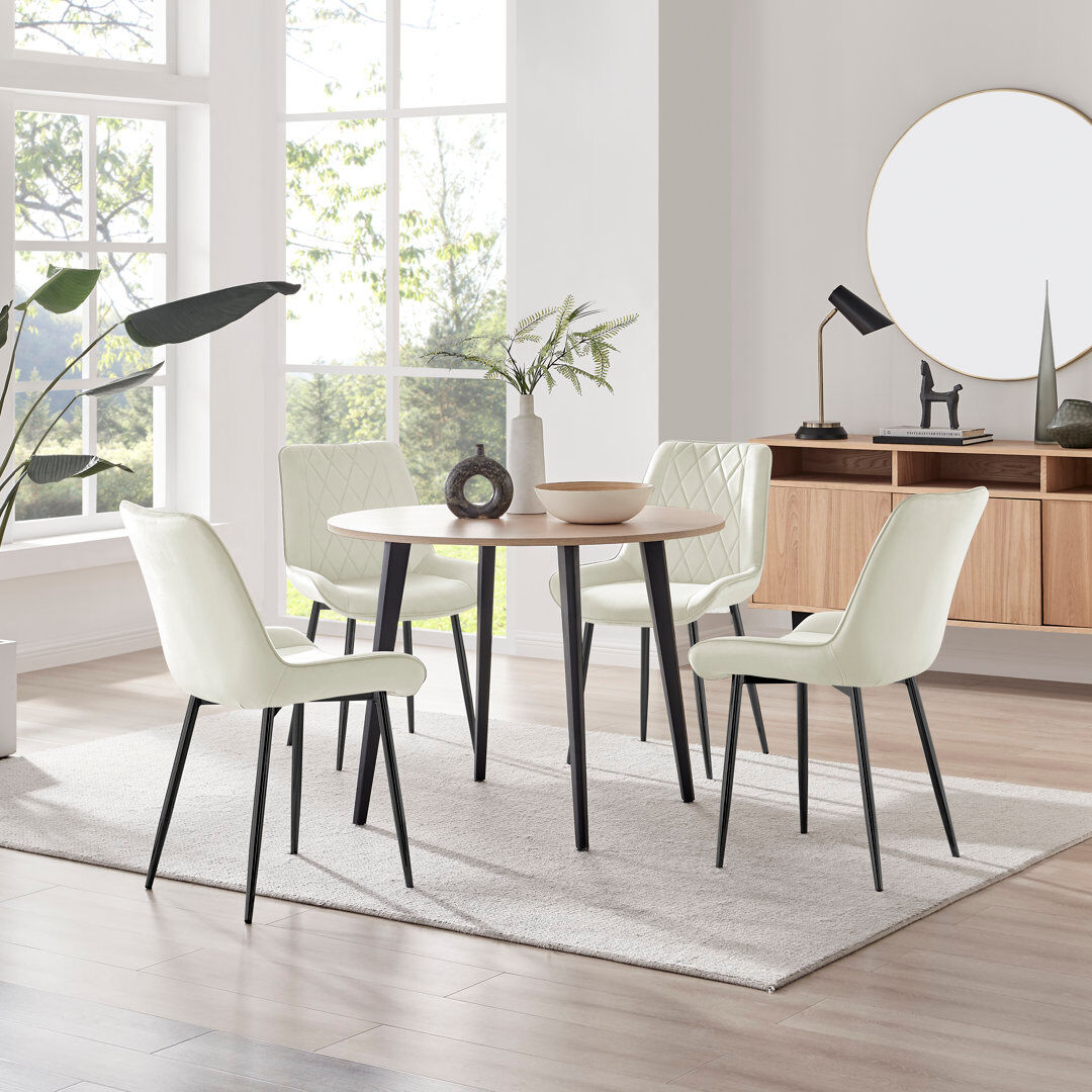 Canora Grey Betsab 4 -Person Dining Set Oak/Black/Cream 4