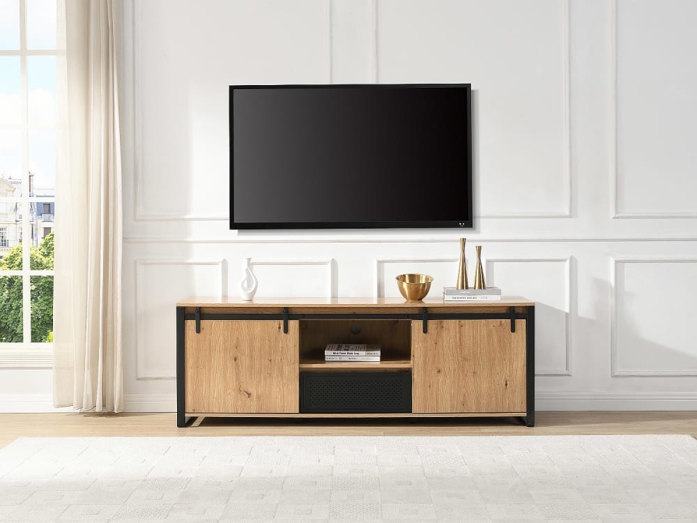 Unique Mueble bajo de tv madera color natural claro