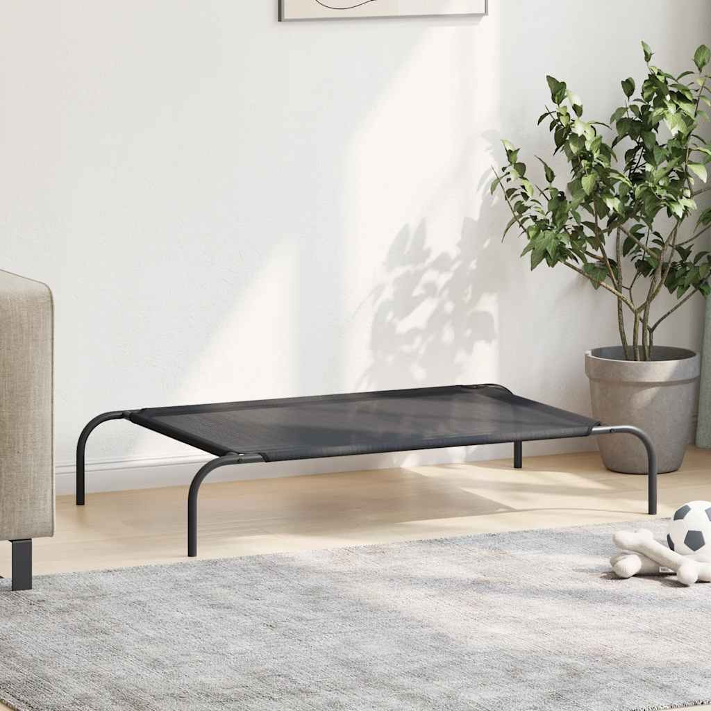 vidaXL Cama de perro elevada negra textilene L Negro