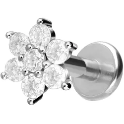 Titan Labret mit Innengewinde KRISTALLBLUME