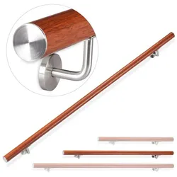 Relaxdays Handlauf Aluminium Eiche-Optik Braun,Silber
