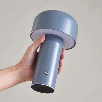 Uplifted Goods Portable Mushroom Table Lamp With Touch Control And Rechargeable Design dark Grey usb