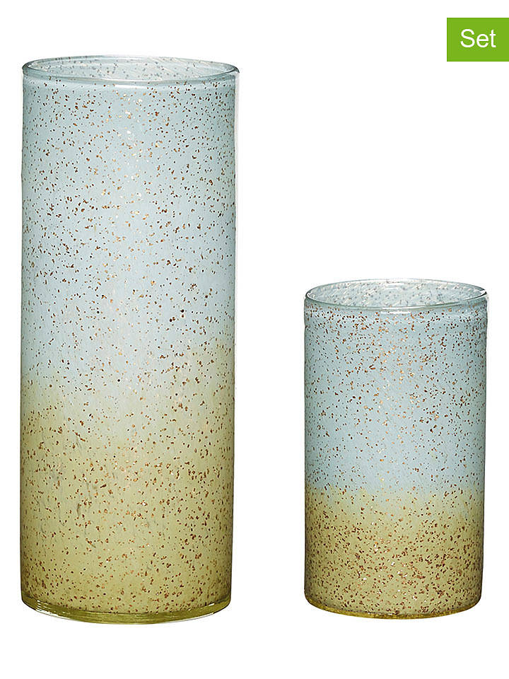 Hübsch 2er-Set: Vasen ''Shimmer'' in Hellblau/ Hellbraun - onesize