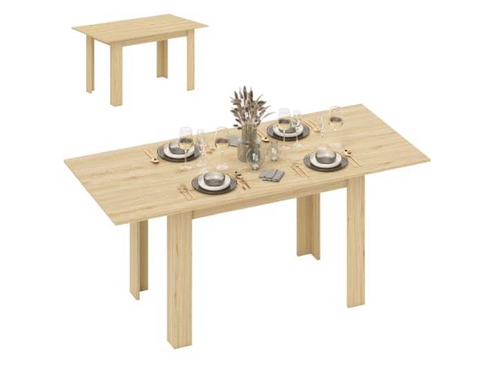 HOMCOM Ausziehbarer Esstisch modern 140-180x80cm Naturholzoptik Rechteckiger Küchentisch, sitzt 6-8 Personen, platzsparend