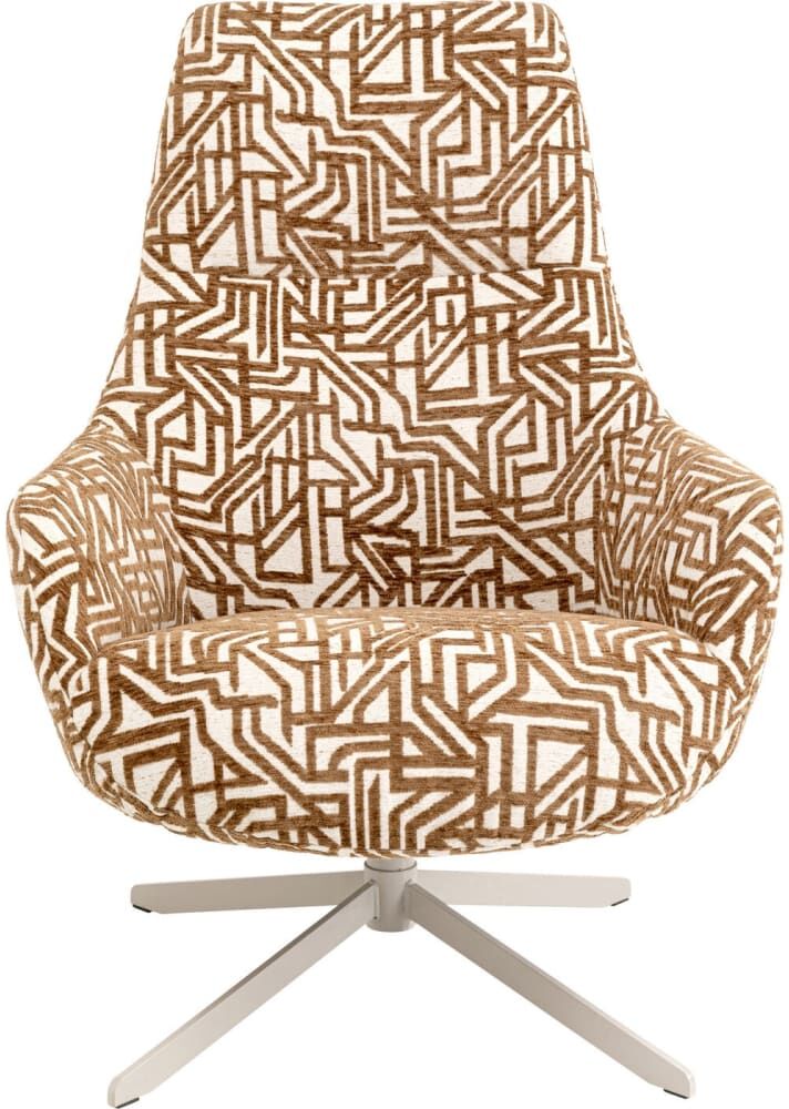 Kare Design Fauteuil pivotant beige imprimé labyrinthe marron Marron 76x100x81cm