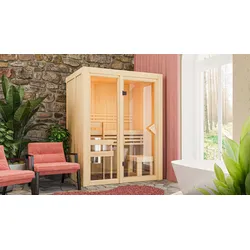 Karibu Sauna "View 1" SET naturbelassen 3,6kW Ofen Bio