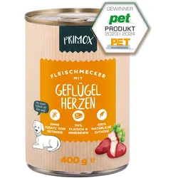 Primox Hunde Nassfutter mit Geflügelherzen 6 x 400g 6x400 g