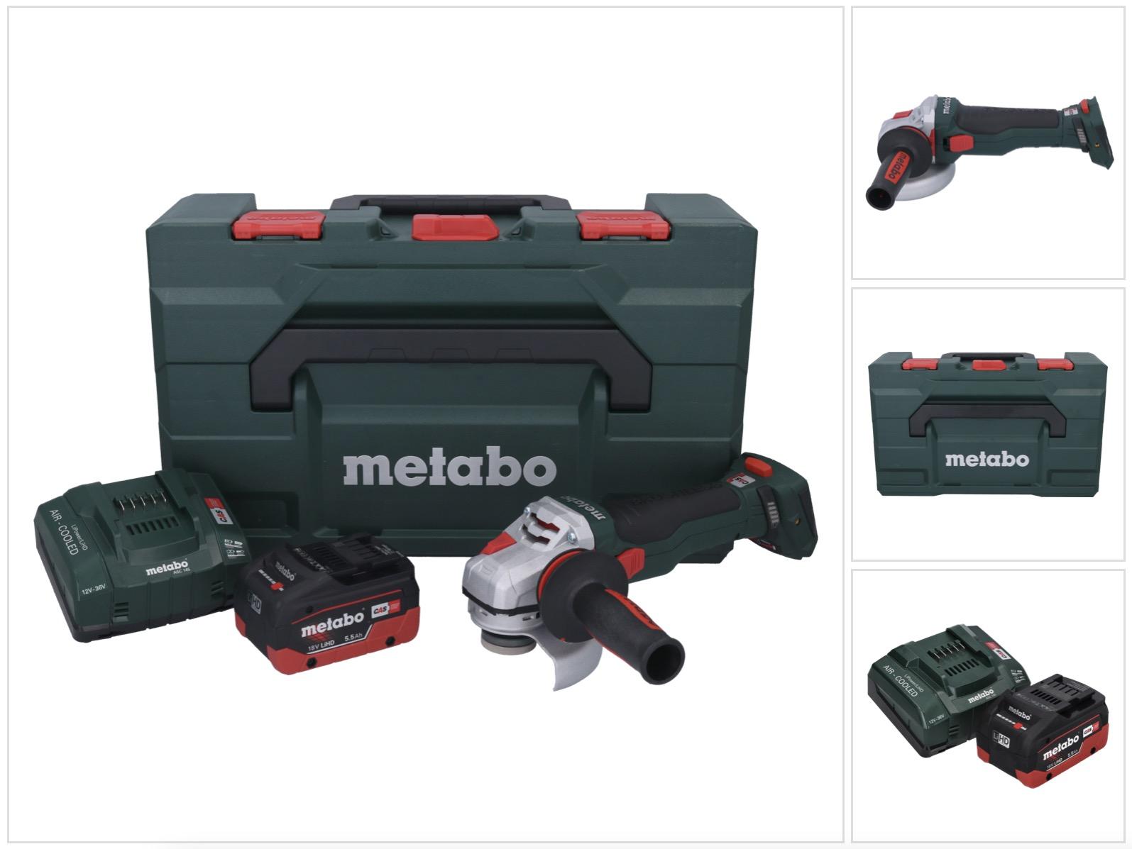 Metabo WB 18 LTX BL 15-125 Quick Akku Winkelschleifer 18 V 125 mm Brushless + 1x Akku 5,5 Ah + Ladegerät + metaBOX