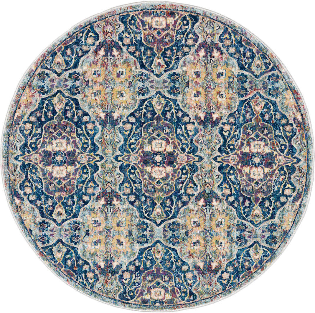 Nourison Abstract Area Rug Blue Round 4'
