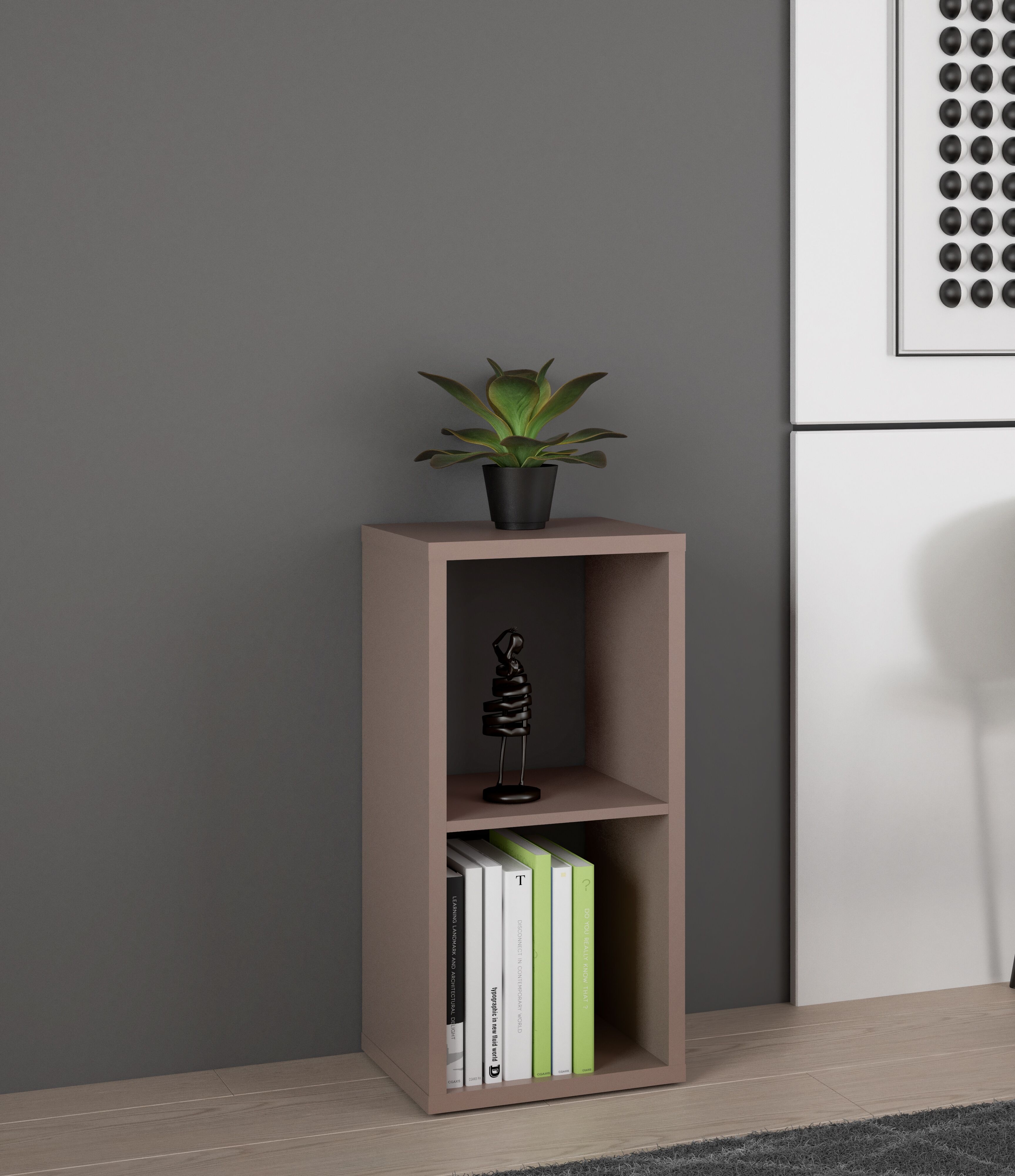 FORTE "Mauro" Regal mit 2 Fächern, B/H/T 38,2x72,9x32,9 cm, langlebige Beschichtung terrakotta B/H/T: 39,5cm x 72,8cm x 32,9cm, 2 Stk. offene Fächer