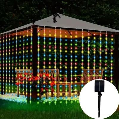 Uplift Treasures LED Solar Curtain Lights Outdoor multicolor 3 M X 3 M (300 Leds)