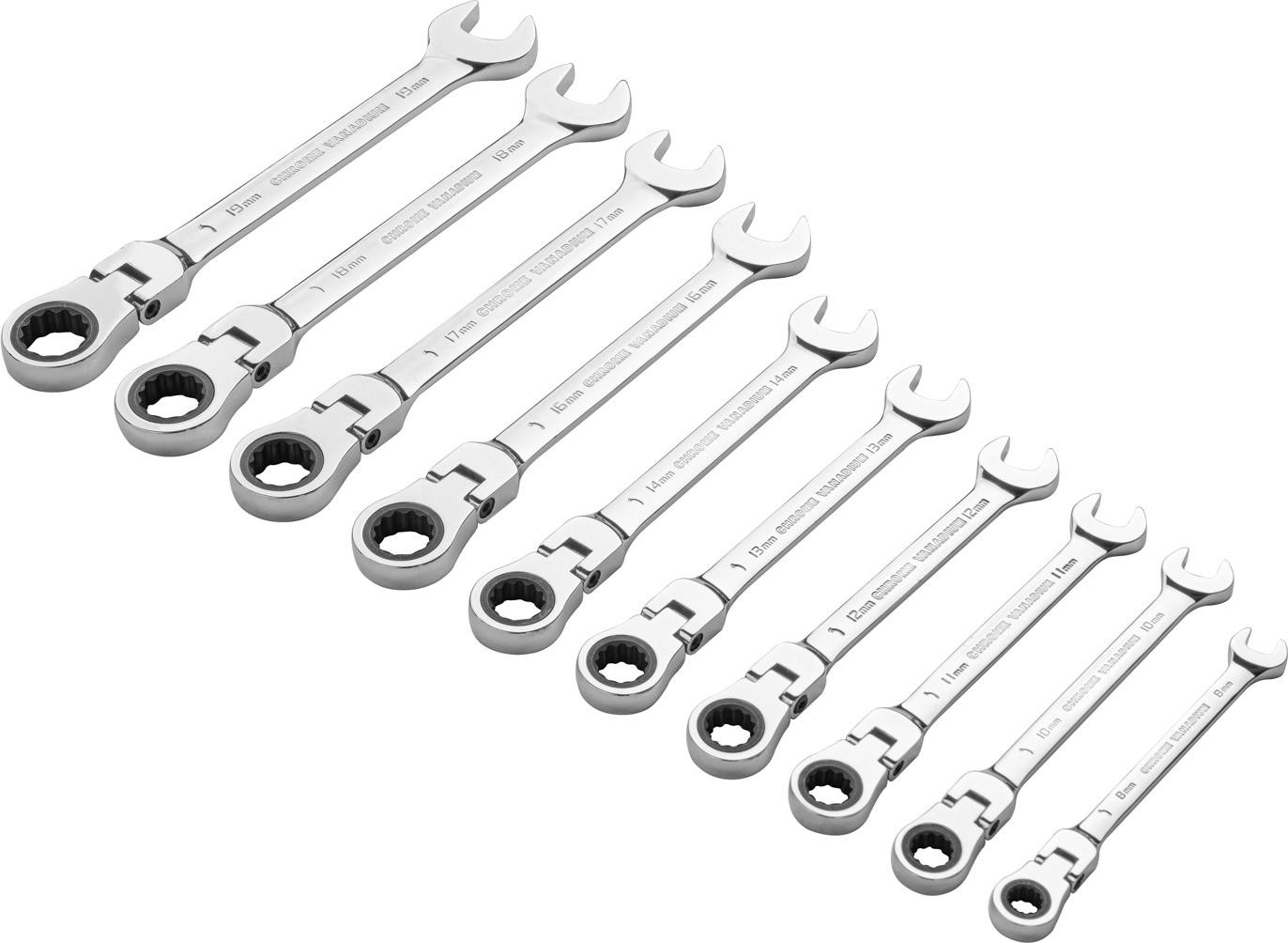 Jetech Tool 10-delige set ratelsleutels met scharnier