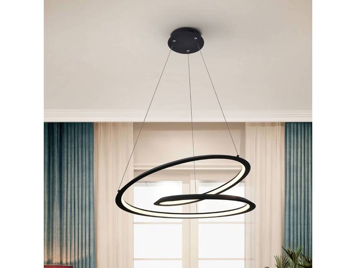 Schuller Valencia Hängeleuchte Looping, schwarz, für Wohn- / Esszimmer, Metall