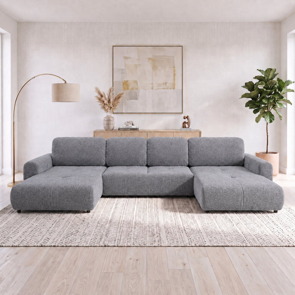 17 Stories Bingo U-Shaped 6 Seater Sofa Bed Grey POP 14 82cm H X 379cm W X 144cm D