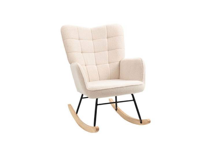 Chaise de balançage chaise d'accent chaise relaxante avec Berberfleece pour chambre jusqu'à 120 kg beige 71x92x101 cm