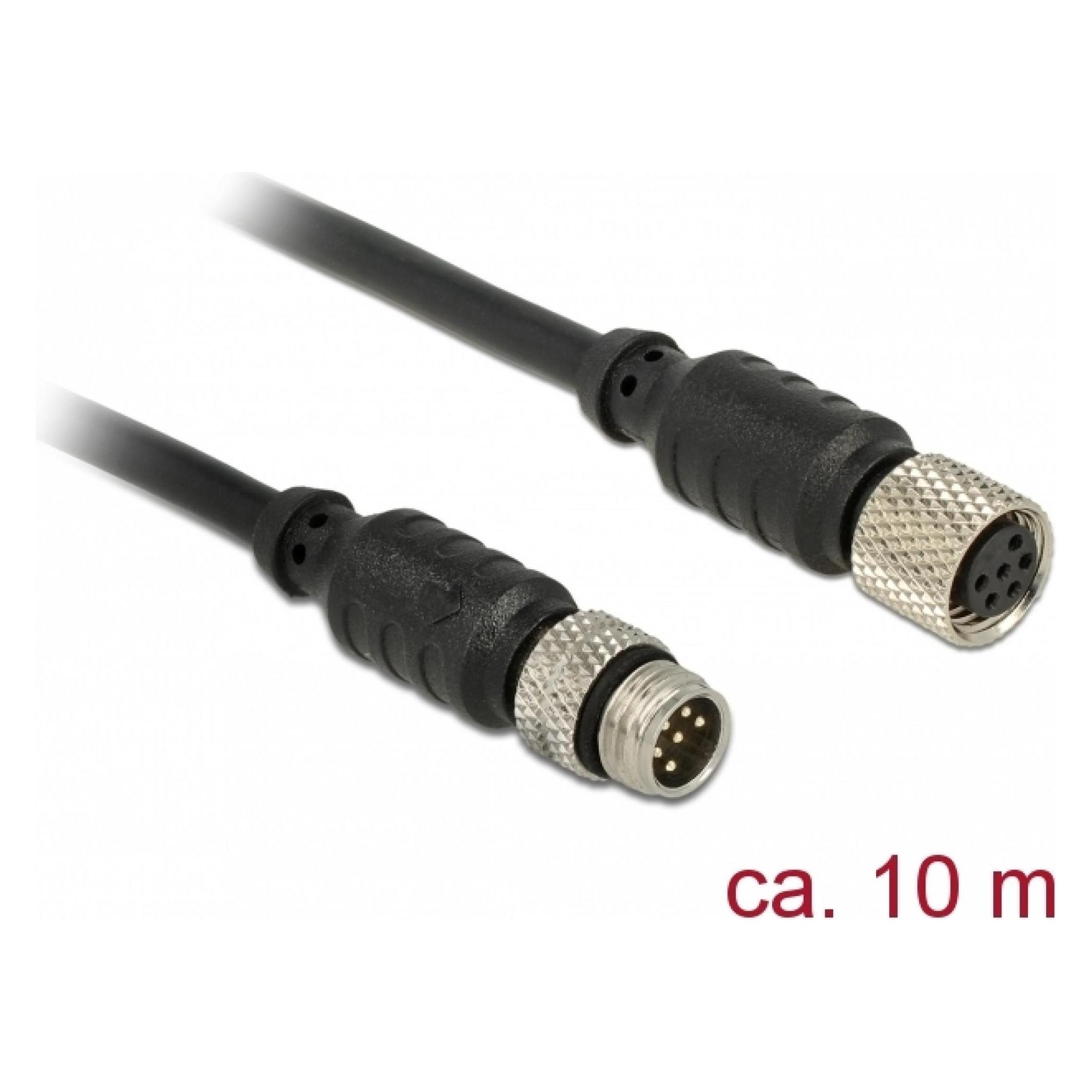 Delock M8 Sensor- / Aktorverlängerungskabel 6 Pin Stecker zu M8 6 Pin Buchse wasserdicht 10 m (12643)