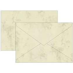 5x Brunnen, Briefumschlag, Briefumschläge Marmor C6 Seidenfutter 80g/qm chamois VE=10 Stück (C6, 10x)