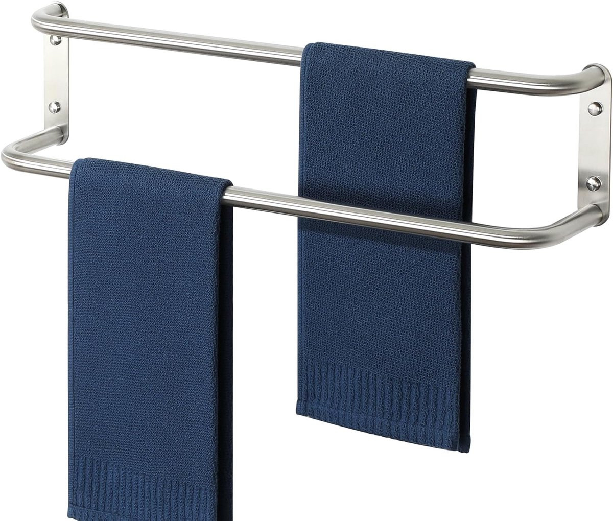 Dubbele handdoekhouder van roestvrij staal voor badkamer en keuken, Breedte: 60 cm