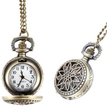 ModernMart Vintage Floral Pendant Pocket Watch Necklace For Women 2