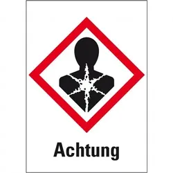 König Werbeanlagen Dreifke® Aufkleber I Gefahrensymbol Gesundheitsgefahr GHS 08, Achtung, Folie, 105x148mm, GHS-Verordnung