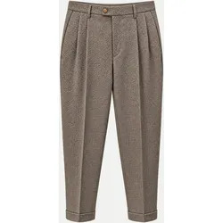 Regular-Fit Wollhose mit Bundfalte Braun 52
