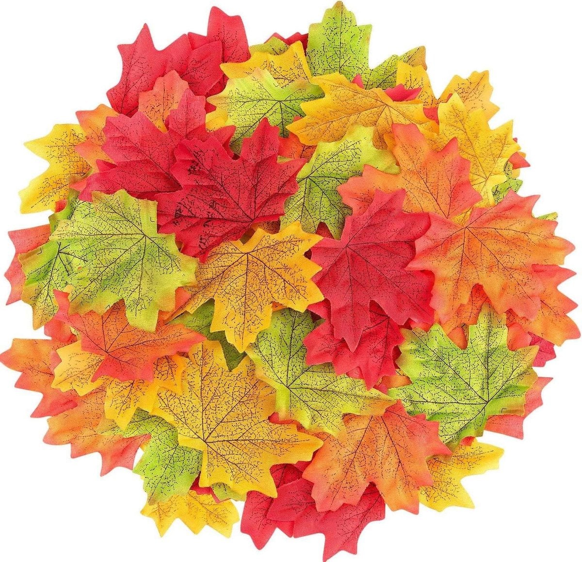 100 stuks kunstmatige herfstbladeren voor decoratie en ambachtelijke activiteiten, gemengde kleuren