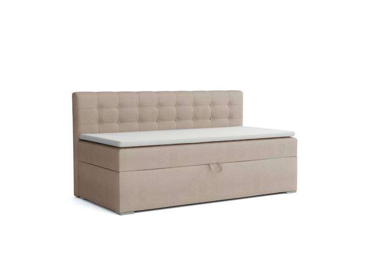Deine Möbel 24 Boxbett Pati 90/200 Beige mit Bonell-Federkernmatratze H3, Holz, 90x200 cm, Schlafzimmer, Betten, Boxspringbetten