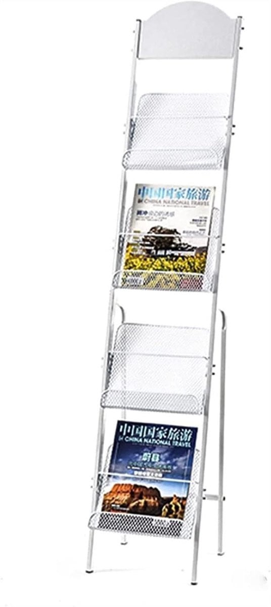 Staande tijdschriftenhouder brochure display wit - Breedte: 28.5 cm