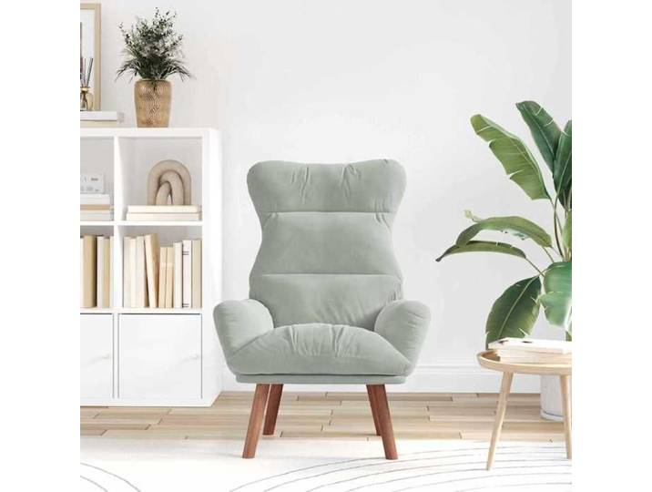 Gris clair Fauteuil relaxant - SOLOMON - Chaise salon - 1 personne - Gris clair 69x74x93 cm Velours FF4972