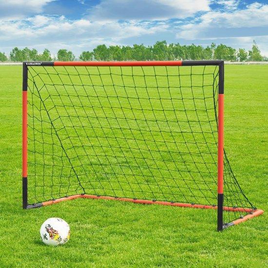 Fußballtor 6'x4' - Robustes Stahlgestell für Innen und Außen - Einfach aufzubauendes Fußballnetz für Training und Spiel