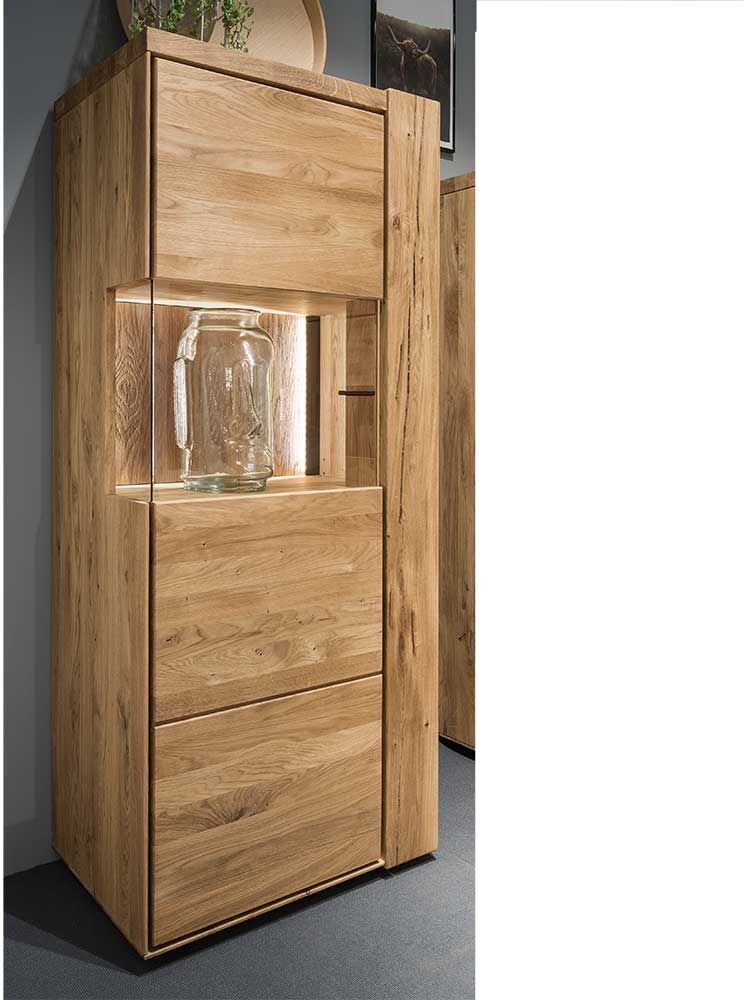 Pharao24.de Massive Vitrine in Wildeichefarben 1 türig