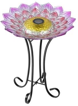 Hi-Line Gift Solar Glass Bird Bath W/Stand