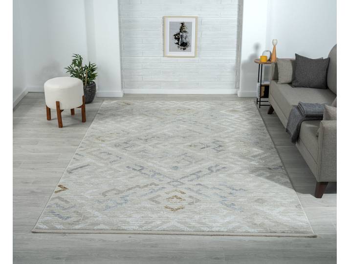 Teppich My Type , beige (cream, hellgrau, weiß), B:200cm H:10mm L:290cm, Polyester, MYFLAIR MÖBEL & ACCESSOIRES, Teppiche, Teppich, Kurzflor, modernes Ethno Design, besonders weich, auch in rund