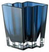 "Majestic Gifts Glass Chevron Vase, Blue- 6"" Height - 6"" Height"