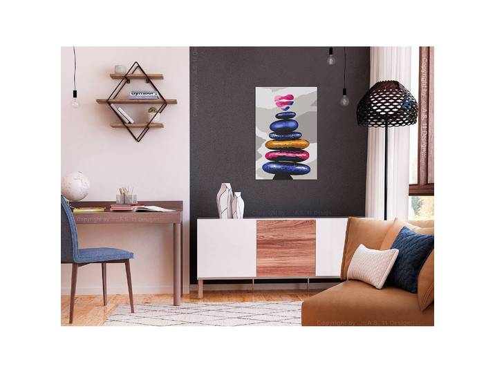 Tableau déco Colored Pebbles Lin Multicolore 40 x 60cm