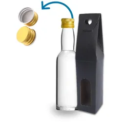 Espírito rebelde 20 Mini Glasflaschen 40ml mit Schwarzen Boxen, Ideal für Hochzeit, Whisky, Rum, Soßen