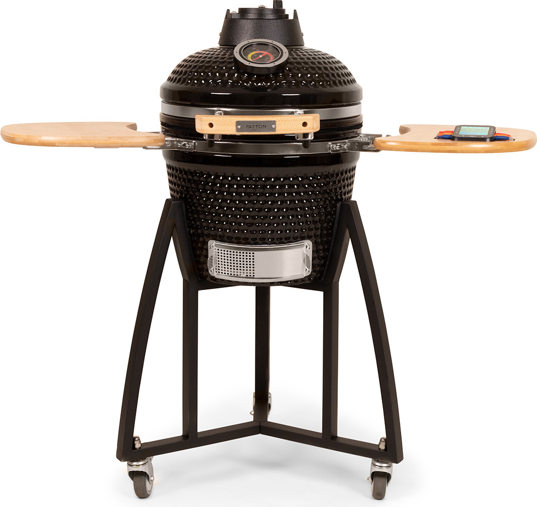 PATTON Kamado Grill Holzkohlegrill "PREMIUM", Grill Ø33.5cm, Schwarz