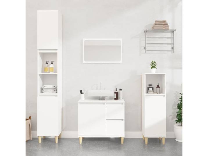 vidaXL Badschrank Weiß 30x30x190 cm Holzwerkstoff