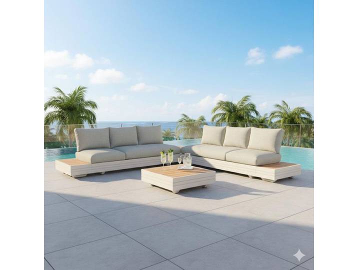 Zebra Cubo Neo Ecklounge inkl. Loungetische Aluminium/Sunproof Taupe Sand