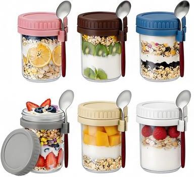 Garvee 6 Pack 16 oz Overnight Oats Glass Jars with Lids, Wide Mouth Mason Containers, Leakproof, with Spoons,Kitchen & Office
