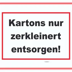 HB-Druck Kartons nur zerkleinert entsorgen Schild A1 (594x841mm)
