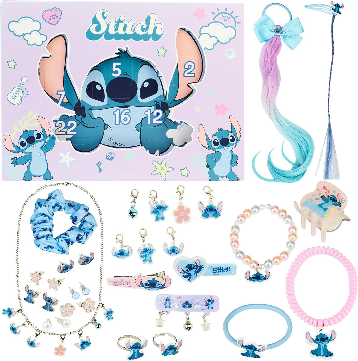 Disney Stitch adventskalender 2025 voor meisjes met haaraccessoires en sieraden