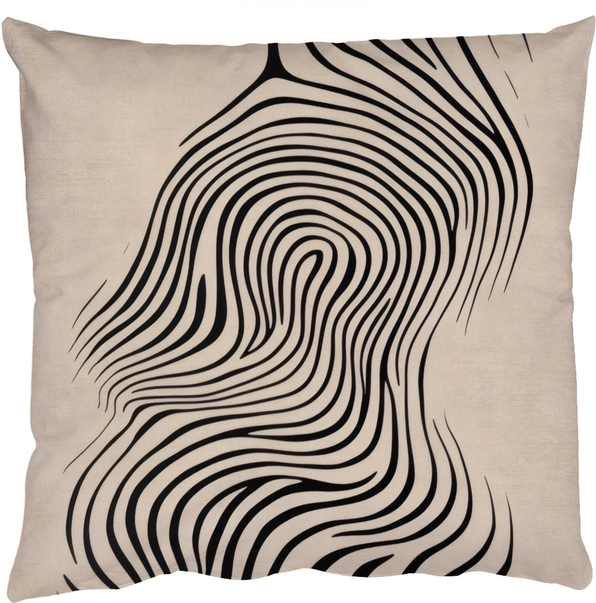 PillowMonkey Sierkussen met Abstract Lijnen en Golvend Patroon - Zwart - 60 x 60 cm