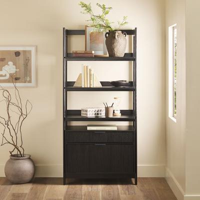 "Walker Edison 33"" Wide Reeded Bookshelf with Drawers"